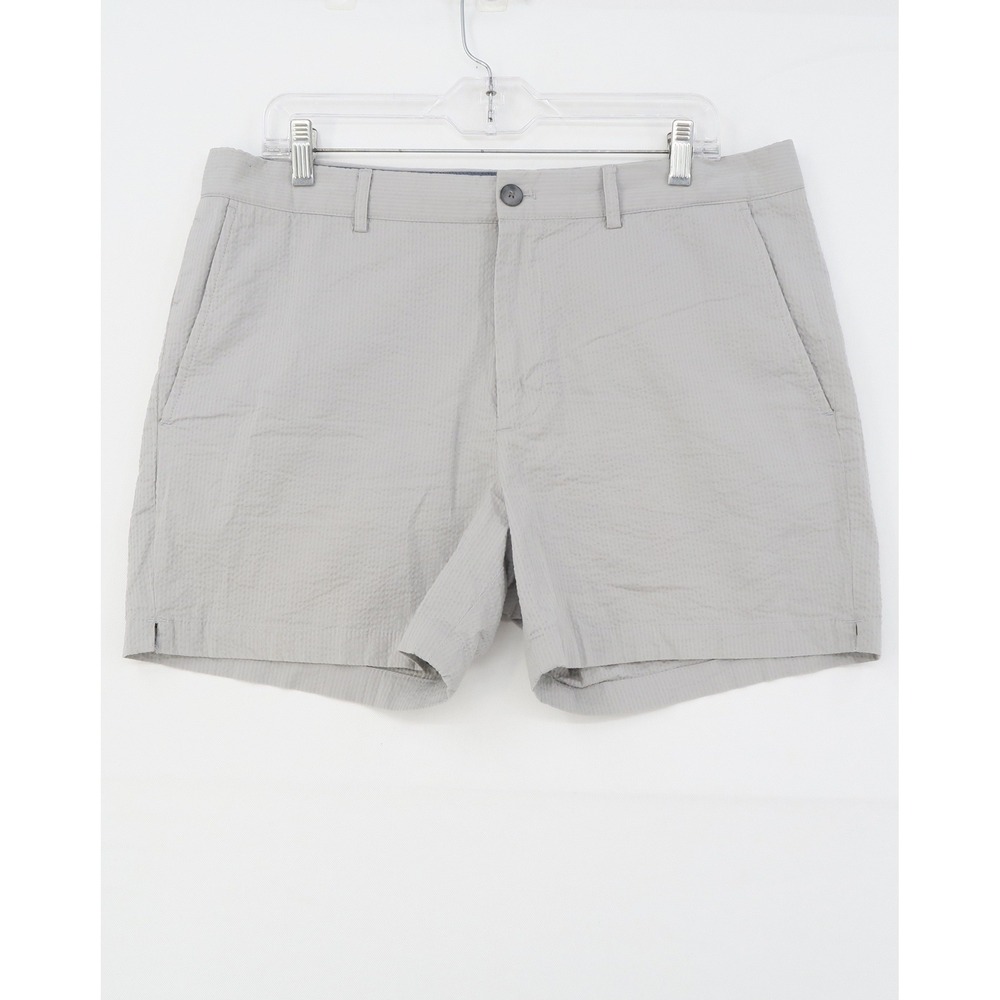 Club Monaco‎ Jax Fit Mens Grey Seersucker Chino Shorts Size 34